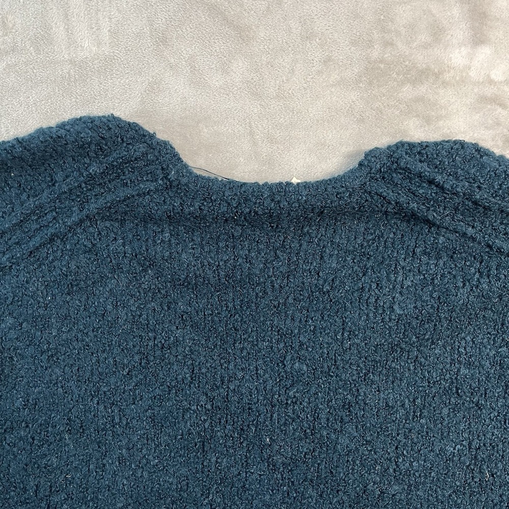 Free People Alpaca Blend Boucle Sweater Womens Small Blue Oversized Cozy Boho - Picture 10 of 14